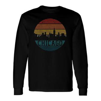 Chicago Skyline Vintage Retro Illinois Pride Long Sleeve T-Shirt T-Shirt | Mazezy