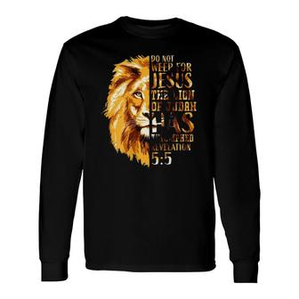 Christian Bible Verse Men Faith Lion Judah Back Print Long Sleeve T-Shirt