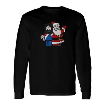 Christmas Heroes Jesus And Santa Claus Long Sleeve T-Shirt - Monsterry