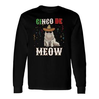 Cinco De Mayo Cat Mexican Jefe Cinco De Meow Long Sleeve T-Shirt - Seseable