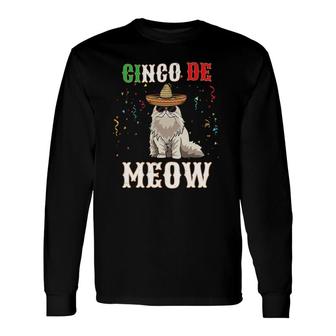 Cinco De Mayo Cat Mexican Jefe Cinco De Meow Long Sleeve T-Shirt - Thegiftio UK