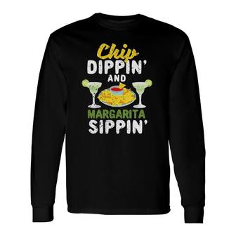 Cinco De Mayo Mexican Fan Chip Dippin And Margarita Sippin Long Sleeve T-Shirt | Seseable FR