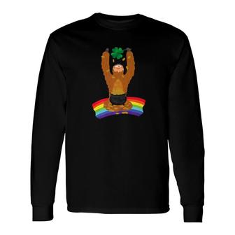 Clover Sloth Rainbow Pot Of Gold St Patricks Day Long Sleeve T-Shirt - Monsterry
