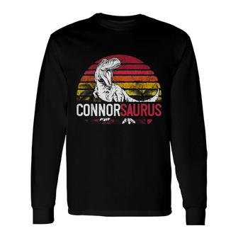Connor Saurus Personalized Rex Name Christmas Boys Long Sleeve T-Shirt - Seseable