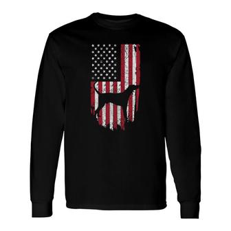 Coonhound Dog Mom Dad Patriotic S 4Th Of July Usa Flag Long Sleeve T-Shirt - Seseable
