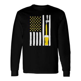 Craft Beer American Flag Usa 4Th July Alcohol Brew Long Sleeve T-Shirt T-Shirt | Mazezy