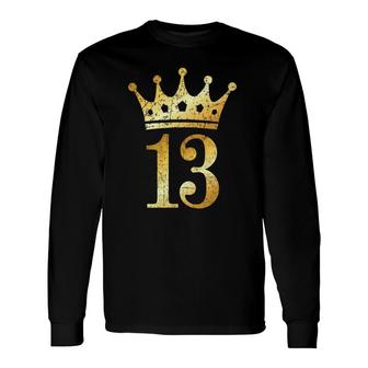 Crown Number 13 Vintage Golden Yellow 13Th Birthday Long Sleeve T-Shirt | Mazezy UK
