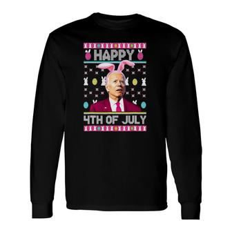 Cute Joe Biden Happy 4Th Of July Confused Easter Biden Bunny Long Sleeve T-Shirt - Seseable