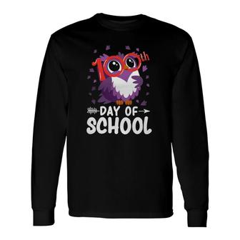 Cute Owl 100Th Day Of School Teacher Student Long Sleeve T-Shirt - Seseable