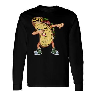 Dabbing Taco Cinco De Mayo Boys Men Mexican Food Dab Long Sleeve T-Shirt - Seseable