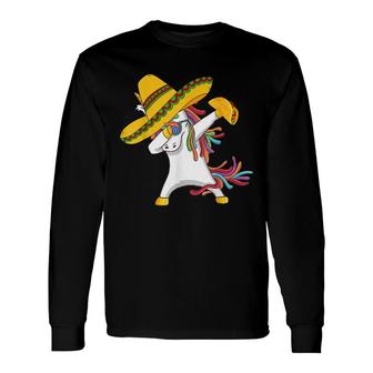 Dabbing Unicorn 5 Cinco De Mayo 2022 Kid Girl Women Mexican Long Sleeve T-Shirt - Seseable