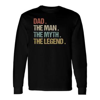 Dad The Man Myth Legend Father Retro Christmas Long Sleeve T-Shirt - Seseable