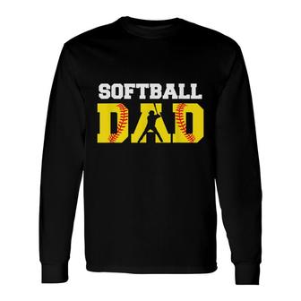 Dad Softball Yellow Softball Dad Long Sleeve T-Shirt - Seseable