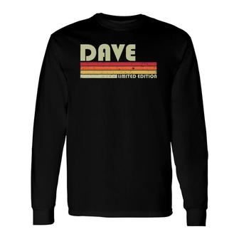 Dave Name Personalized Retro Vintage Birthday Long Sleeve T-Shirt | Mazezy AU