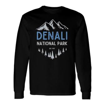 Denali Vintage National Park Est 1917 Alaska Souvenir Long Sleeve T-Shirt - Seseable