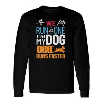 Dog Agility Course Training Tunnel Jumps Trainer V-Neck Long Sleeve T-Shirt | Mazezy