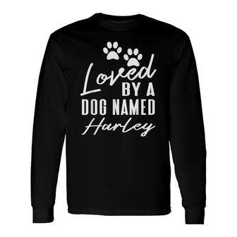 Dog Name Harley Pet Lover Puppy Paw Print Long Sleeve T-Shirt - Seseable