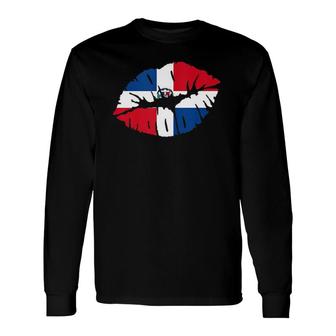 Dominican Republic Flag Lip Kiss Mouth For Dominicans Long Sleeve T-Shirt T-Shirt | Mazezy