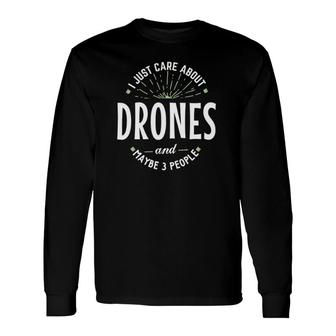 Drones For Men Dad Fathers Day Long Sleeve T-Shirt - Seseable