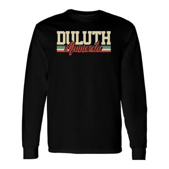 Duluth Minnesota State Home Retro Long Sleeve T-Shirt - Seseable
