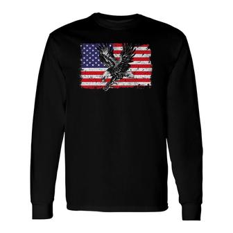 Eagle American Flag 4Th Of July Usa Merica Bird Lover Long Sleeve T-Shirt - Seseable