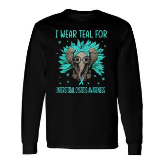 Elephant Sunflower I Wear Teal For Interstitial Cystitis Aw Long Sleeve T-Shirt T-Shirt | Mazezy