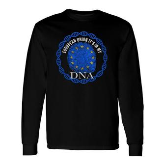 European Union Its In My Dna European Union European Union Flag In Thumbprint Long Sleeve T-Shirt T-Shirt | Mazezy