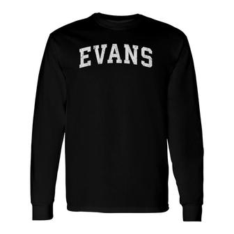 Evans Colorado Vintage Athletic Sports B&W Print Long Sleeve T-Shirt T-Shirt | Mazezy