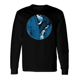 Famous Vintage Japanese Woodblock Art Bow Moon Hiroshige Long Sleeve T-Shirt - Seseable