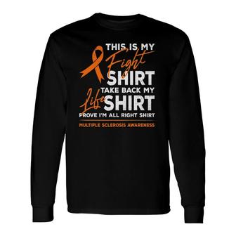 This Is My Fight Multiple Sclerosis Ms Awareness Ms Ribbon Long Sleeve T-Shirt - Thegiftio