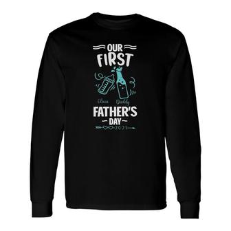 Out First Fathers Day Best For New Dads Feeding Bottle & Beer Bottle Olivia Baby & Daddy Long Sleeve T-Shirt - Seseable