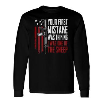 Your First Mistake Thinking I Was One Of The Sheep On Back Long Sleeve T-Shirt T-Shirt | Mazezy