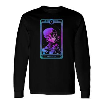 The Fool Smoking Skeleton Tarot Card Skull Pagan Witch Long Sleeve T-Shirt T-Shirt | Mazezy
