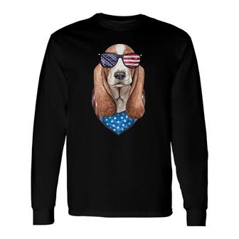 Fourth Of July Dog American Flag July 4Th Basset Hound Long Sleeve T-Shirt - Seseable