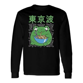 Frog Eating Ramen Japan Cottagecore Aesthetic Kawaii Anime Long Sleeve T-Shirt - Thegiftio