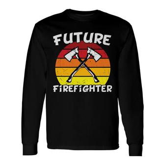 Future Firefighter Vintage Circle Retro Color Long Sleeve T-Shirt - Seseable