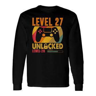 Gamer 27 Years Old 27Th Birthday Level 27 Unlocked Long Sleeve T-Shirt - Seseable
