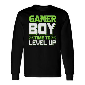 Gamer Boy Time To Level Up Birthday Boy Matching Video Gamer Long Sleeve T-Shirt - Seseable