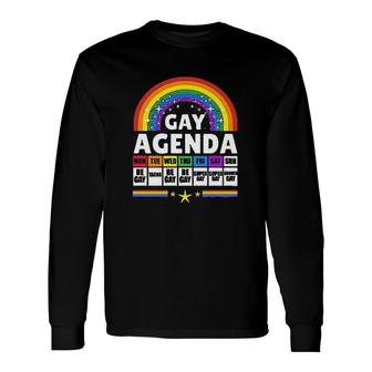 Gay Agenda Colorful Rainbow LGBT Pride Month Long Sleeve T-Shirt - Seseable
