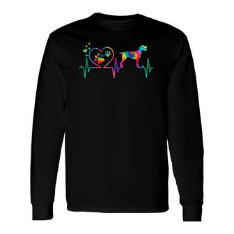 German Wirehaired Pointer Mom Dad Heartbeat Tie Dye Dog Long Sleeve T-Shirt T-Shirt | Mazezy
