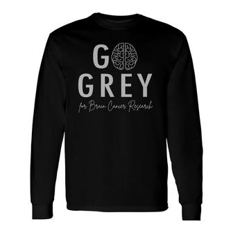 Go Gray In May Brain Cancer Tumor Awareness Grey Ribbon V-Neck Long Sleeve T-Shirt - Thegiftio UK