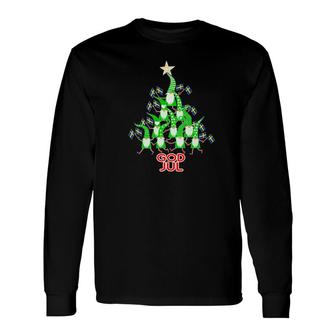 God Jul Christmas Tree Tomte Nisse Gnome Swedish Flag Long Sleeve T-Shirt - Monsterry UK