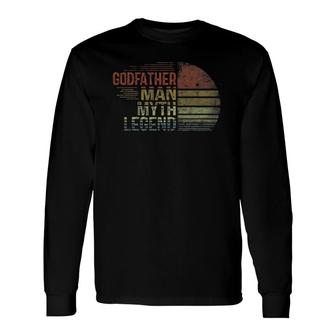 Godfather Man Myth Legend Vintage Men Classic Godfather Long Sleeve T-Shirt - Seseable