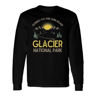 Going To The Sun Road Glacier National Park Retro Montana V-Neck Long Sleeve T-Shirt T-Shirt | Mazezy