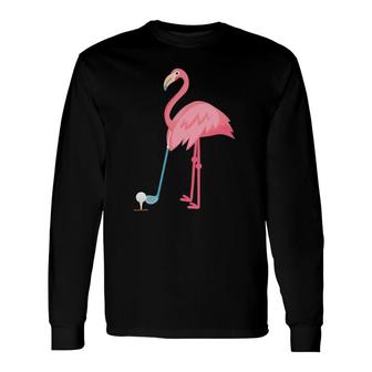 Golf Flamingo Lover Floral Summer Cute V-Neck Long Sleeve T-Shirt T-Shirt | Mazezy