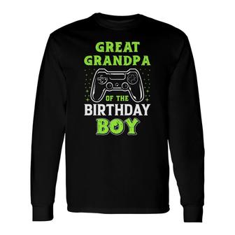 Great Grandpa Of The Birthday Boy Birthday Boy Matching Video Gamer Long Sleeve T-Shirt - Seseable