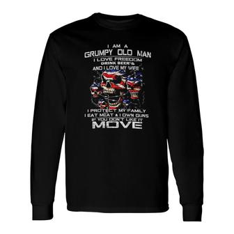 Im A Grumpy Old Man I Love Freedom Beer And My Wife Grumpy Long Sleeve T-Shirt - Seseable