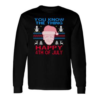 Happy Christmas Biden 4Th Of July Christmas Ugly Long Sleeve T-Shirt - Seseable