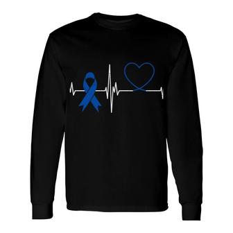 Heartbeat Heart Child Abuse Awareness Blue Ribbon Prevention Long Sleeve T-Shirt - Seseable