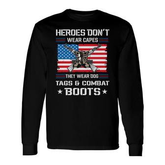 Heroes Dont Wear Capes Veteran 2022 They Wear Dog Long Sleeve T-Shirt - Seseable